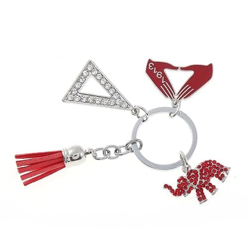 HUSURU Fashion Greek Sorority Gifts Red Tassel Elephant Pendant Gesture 1913 Delta Sorority Key Chain Jewelry For Women thumbnail 9