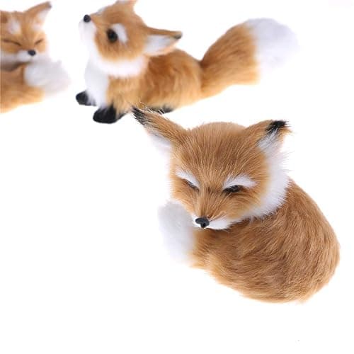 GUDVES Simulation Brown Fox Toy Furs Squatting Fox Model Home Decoration Animals World with Static Action Figures (Fox Toy) thumbnail 7