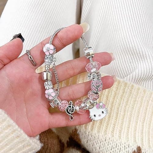 Kawaii Kitty Charming Bracelet, Adorable and Stylish Chain Bangle, Adjustable Stainless Steel Cuff Bracelet, Birthday Jewelry Present for Women and Best Friends thumbnail 2