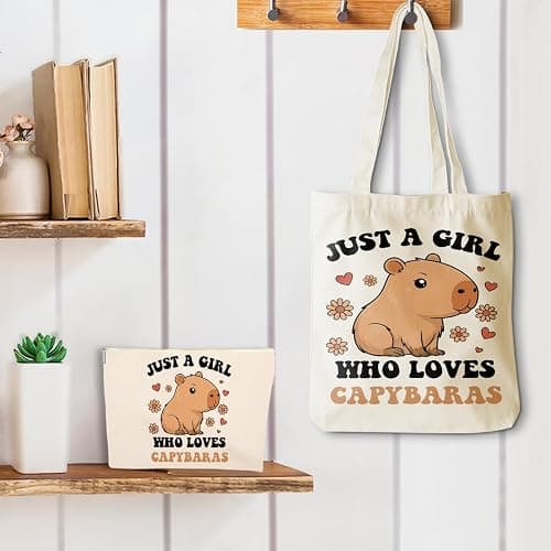jeilink Cute Butterfly Capybara Dragon Gifts Makeup Bag Tote Bag for Women Girls Birthday Shopping Office Travel Christmas thumbnail 3