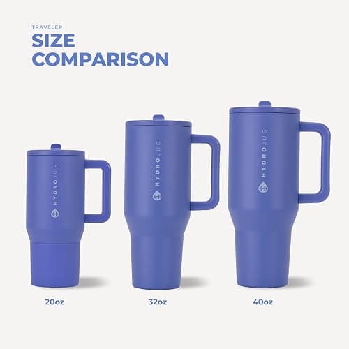 HydroJug Traveler 40oz, Insulated Tumbler with Handle & Straw, Berry Pop | Triple wall insulated, flip straw lid, leak-resistant, stainless steel, cup holder friendly, BPA-free, dishwasher safe thumbnail 6