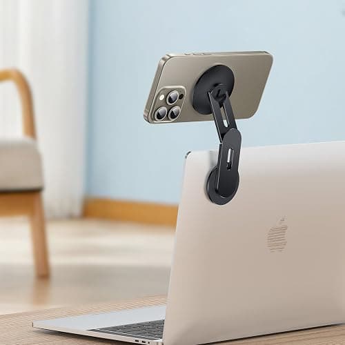 MAGDIGITEH Laptop Phone Holder, Magnetic Phone Stand 15W Fast Wireless Charger for MagSafe for iPhone 17/16/15/14/13/12 & All Phones for Tesla (Black) thumbnail 7