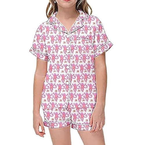 Cute Shorts Set Girls, Monkey Animal Print Shirt Tops, Cute Shorts Lounge Y2K Outfit Summer Clothes - Image 1