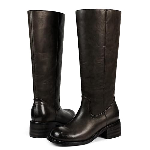 UBWDU Women's Knee High Boots Chunky Block Heel Long Boots Square Toe Low Heel Boots for Women thumbnail 5