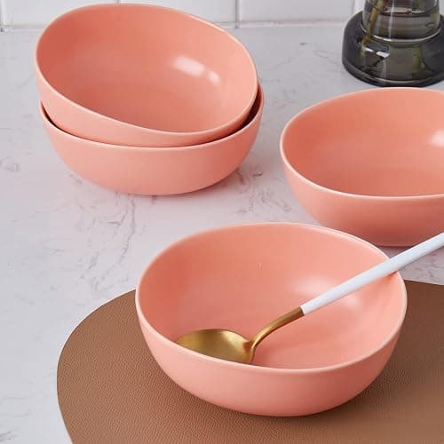 Stone Lain Delilah 6-inch Bowl 6-Piece Dish Set, Porcelain, Peach thumbnail 7