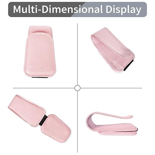 TILDOSAC Sunglasses Holder for Car Visor, Leather Magnetic Sunglass Holder for Car with Clip, Pink thumbnail 4