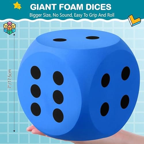 Shappy 7 Inches Foam Dice Fun Filled Large Educational Toy Kawaii Giant Dice Decorative EVA Foam Jumbo Cube Big Square Building Blocks for Game Nights Learning Sessions(Blue) thumbnail 2