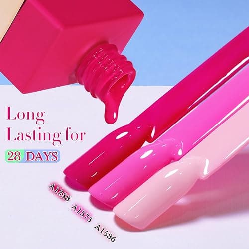 Double Rhythm 6 Pcs 15 ML Gel Polish Set Same Color Same Bottle Soak Off Gel Polish Kit Nail Art Manicure Salon DIY at Home for Women (Bright Neon Light Pink Purple-T6-13) thumbnail 9