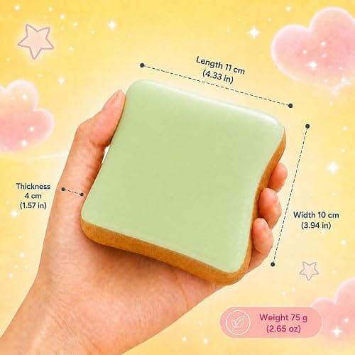 Slow Rising Bread Squishy Toy, Realistic Scented Toast Squeeze Toy, Soft Foam Sensory Fidget Toy for Stress Relief, Desk Decor, Party Favors and Stocking Stuffers for Teens and Adults (Green) thumbnail 2