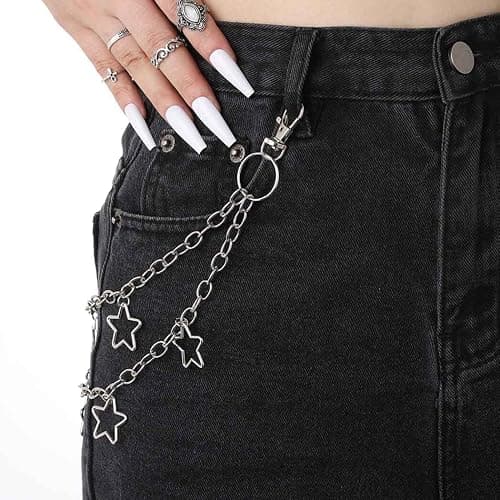 Tgirls Hip Hop Pants Chain - Goth Jean Star Punk Pocket Accessory for Women - Layered Acrylic Keychains Cute Trouser Rock Wallet for Men - Waist Body Accessories for Girls (2 Stat-1) thumbnail 5