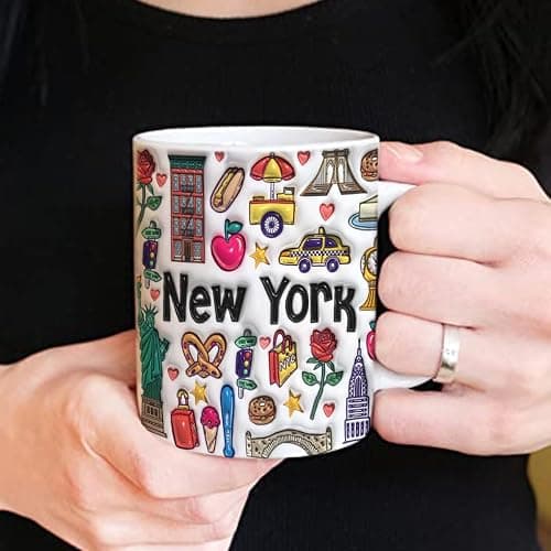 Lotacy New York Symbols Colorful 2D Printed Coffee Mug With Flag, 11oz, New York Souvenirs and Gifts thumbnail 5