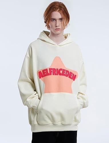 Aelfric Eden Womens Graphic Hoodies Pink Star Print Hoodie Unisex Oversized Hoodies Long Sleeve Pocket Pullover - Small - Aa01-beige thumbnail 6