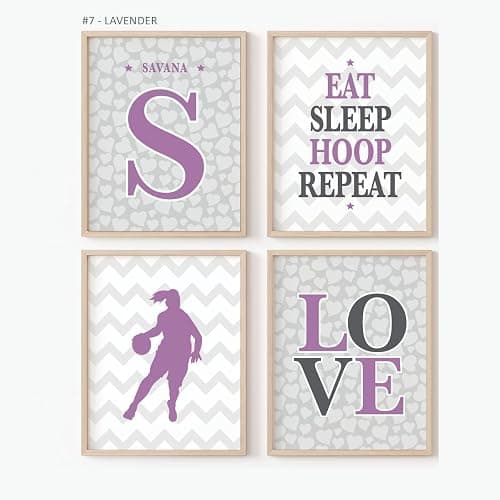 Basketball Room Décor for Girls – Inspirational Wall Art Set | Gift for Basketball Players, Teen Girls & Sports Lovers | Sports-Themed Bedroom Prints (A Set of 4), UNFRAMED - Image 1