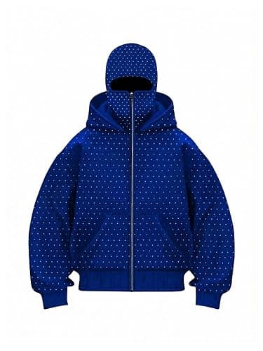 SOLY HUX Men's Rhinestone Zip Up Hoodie Long Sleeve Hooded Sweatshirt Jacket Streetwear with Pockets - Image 1