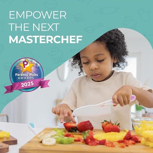 Tovla Jr. Kid Safe Knife Set for Real Cooking | 3-Piece Toddler Kitchen Knives | Montessori & STEM Cooking Tools Ages 4–12 | BPA-Free, Dishwasher-Safe | Christmas, Birthday & Stocking Stuffer Gift thumbnail 3