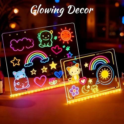 LED Note Board with Colors, 2026 New Led Drawing Board Acrylic Dry Erase Signage Board, Glowing Acrylic Message Marker Board Light up Dry Erase Board with Stand and 7 Colored Pens (A-5.9 * 5.9in) thumbnail 4