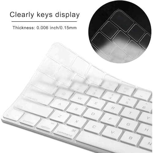 Cover per tastiera per tastiera iMac Magic Keyboard da 24 pollici con Touch ID A2449 Chiave di blocco Chip A2450 M3 M1 Rilasciato nel 2023-2021 Layout UE TPU Protector Skin thumbnail 4