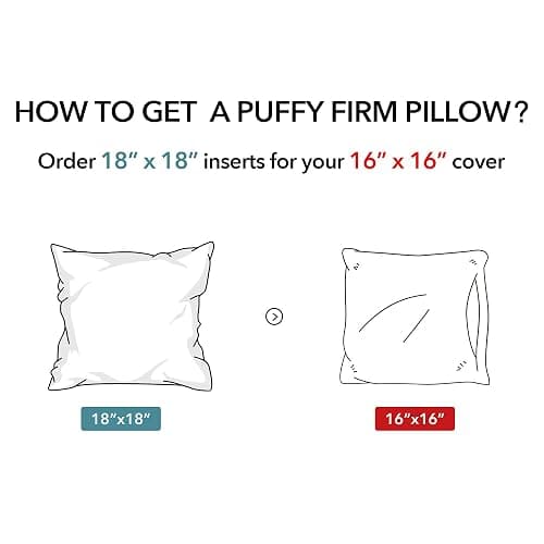 Oubonun 18"x18" Pillow Inserts (Set of 2) - Throw Pillow Inserts with 100% Cotton Cover - 18 Inch Square Interior Sofa Pillow Inserts - Decorative Pillow Insert Pair - White Couch Pillow thumbnail 5