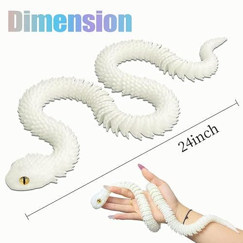 Binvin 24 inch 3D Printed Animals-Snake Viper,3D Printed Snake Toys 3D Printed Articulated Snake Animal Model Ornaments Creative Funny Toy Festival Gift for Frends (Luminous Rainbow, 24 Inch) thumbnail 3