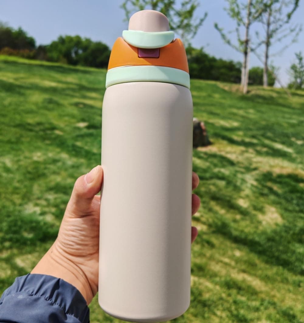 900ml Insulated Stainless Steel Water Bottle with Straw for Outdoor Sports Travel BPA Free Leakproof Car Bottles … (Rose Quartz) thumbnail 2
