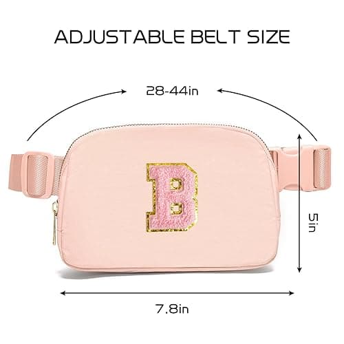 Gitus 6 7 8 9 10 Year Old Girl Gifts Belt Bag Fanny Pack Crossbody Bags with Initial Letter Patch Things for Teen Girls Easter Gifts for Girls Travel Essentials（Coral Pink-B） thumbnail 4