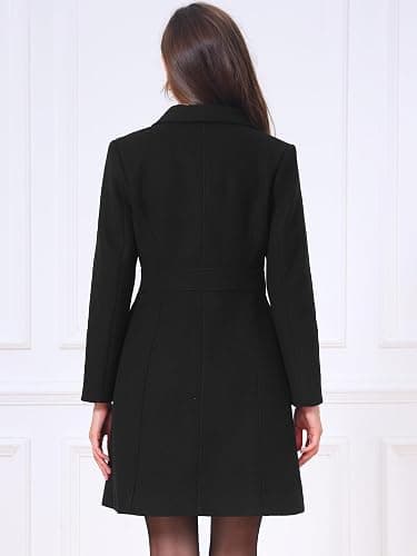 Allegra K Women's Winter Pea Coat Elegant A Line Fitted Work Midi Overcoat | Single Button, Lapel Collar, Warm Business Outerwear, Trendy Office Dress Outfit 2026 thumbnail 3