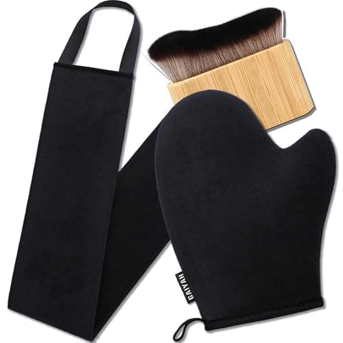 3 in 1 Self Tanning Mitts Self Tanner Mitt Applicator Kit - Tanning Glove for Self Tan Mitt, Tanning Brush for Self Tan Brush Back Tanning Applicator Kabuki Body Brush Self Tanner Back Applicator - Image 1