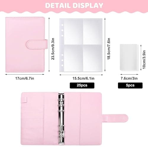 A5 Kpop Photocard Binder - 6 Ring Binder Album A5 Binder Card Collector Holder Album with 200 Card Slots Pink PU Leather Binder Cover with Magnetic Buckle Closure for Organizing Trading Cards thumbnail 3