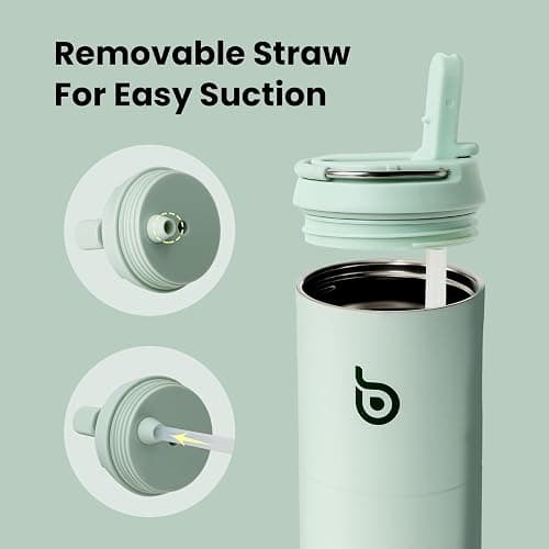 bottlebottle Stainless Steel Water Bottle with Straw and Lid, Sports Insulated Metal Water Bottle with Handle, Light Green, 700ml thumbnail 5