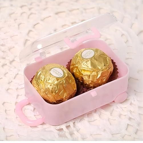 BaaSid 4PCS Mini Plastic Travel Suitcase Candy Box Suit for Doll Wedding Party Decoration,Doll Suitcase, Mini Luggage,suitcase Gift Box thumbnail 6