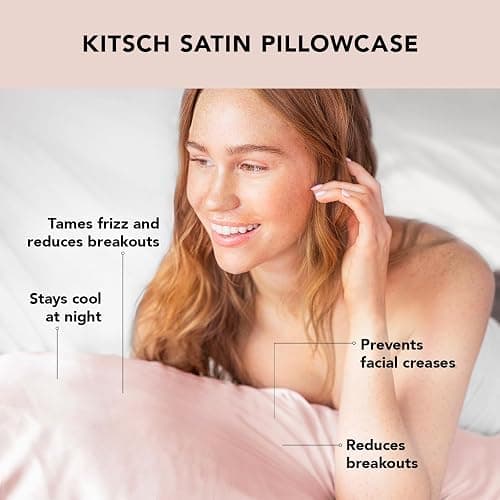 Kitsch Satin Pillowcase with Zipper for Hair & Skin, Softer Than Silk Pillow Cases Queen, Smooth Pillow Covers, Machine Washable, Wrinkle-Free, Cooling Satin Pillow Cases Standard Size 19"x26" (Blush) thumbnail 3