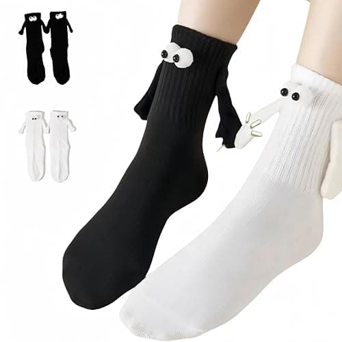 2 Pairs Magnetic Holding Hands Socks Funny Couple Gifts, Best Friend, Engagement, Anniversary, Teens Gag Cute Weird Stuff - Image 1
