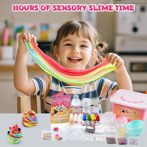 Funewest Slime Kit for Girls Ages 8-12 Mini Fluffy Butter Slime Making Kit Ice Cream Slime for Kids DIY Craft Kits with 30+ Piece Birthday Gifts thumbnail 6