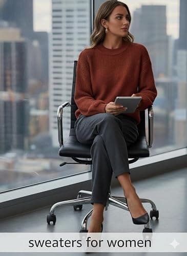 Dokotoo Women's Oversized Long Sleeve Crewneck Pullover Sweaters | Solid Color Knit Tops, Elegant Casual Fall Outfits, Soft Comfy Fashion Clothing, Trendy 2026 Winter Clothes thumbnail 5
