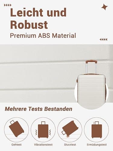 Shavont Kofferset 3-teilig, Hartschalenkoffer aus ABS, Handgepäck Koffer 55x40x20 cm, Mittelgroßer Koffer L, Großer Koffer XL, Trolley mit 4 Leisen 360° Doppelrollen (Kofferset, Cremefarben) thumbnail 4