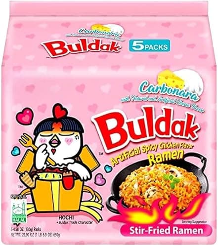 Hot Chicken Carbo Flavour Buldak Ramen Noodles Carbonara 130g Pack of 5 - Image 1
