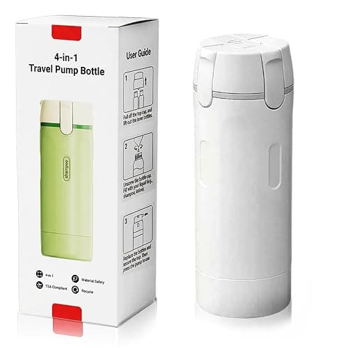 4 in 1 Travel Dispenser Bottles Shampoo Refillable Leak Proof TSA Compliant Size Containers Toiletries Toiletry with Pump Design Portable Organizer Conditioner Lotion Cream Vacation (White) - Image 1