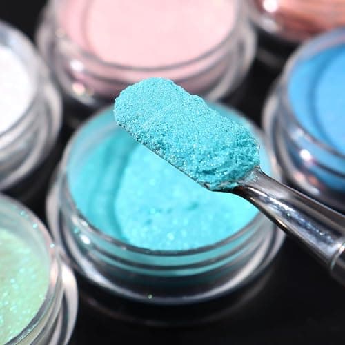 SUTOZMIWE 10 Colors Mermaid Pearl Chrome Nail Powder, Iridescent Aurora Powder Metallic Mirror Effect Pigment Pearlescent Nail Art Glitter Dust Kit for Gel Polish Nail Art Decoration thumbnail 2