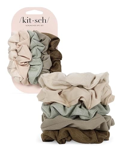 Kitsch Scrunchies for Women - No Crease Hair Ties for Girls | Scrunchies For All Hair Types and Textures, Perfect for Day or Night | Ideal Gifts for Women - Moss Green, 5 Pcs thumbnail 9