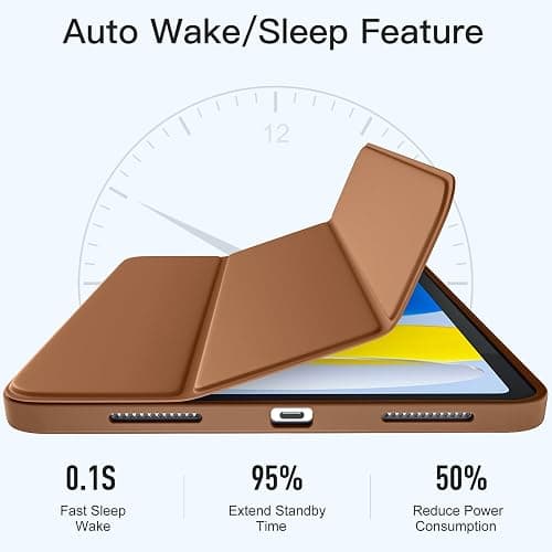 Akkerds Compatible with iPad (A16) 11th Generation Case 11 Inch 2025, for iPad 10th Generation Case 10.9 Inch 2022 with Pencil Holder, Slim Trifold Stand Protective Cover with Soft TPU Back, Brown thumbnail 8