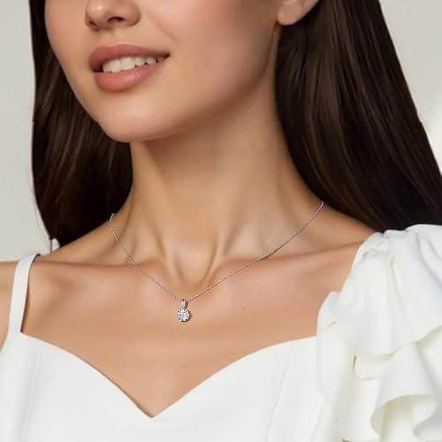 SUNFEEL Sterling Silver Necklaces 2 Carats Cubic Zirconia Necklace Dainty Jewelry Gifts for Mom Wife Girlfriend Bridal for Prom Wedding Anniversary Birthday thumbnail 3