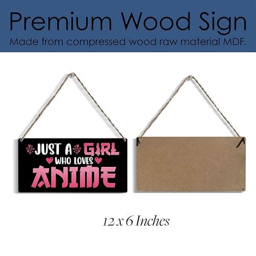 Funny Just a Girl Who Loves Anime Wood Sign Rustic Anime Lovers Wooden Hanging Plaque for Home Living Room Girl Bedroom Wall Art Decoration 6 x 12 Inches Present thumbnail 6