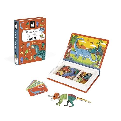 Janod - Magnetibook 51 pc Magnetic Dinosaur Mix and Match Game - Ages 3+ - Playing Dress-Up with Magnets - Enhances Fine Motor Skills - Includes Book Shaped Travel/Storage Case thumbnail 3