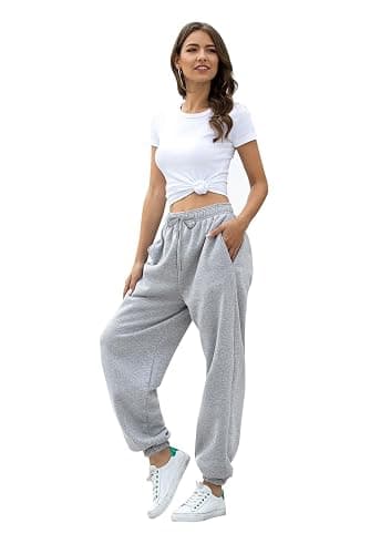 Cinch Bottom High Waist Loose Drawstring 2 Pockets Summer Pants for Women | cotton trendy spring summer autumn casual athletic daily women's sweatpants, great match with crop tops sweatshirts sneakers thumbnail 5