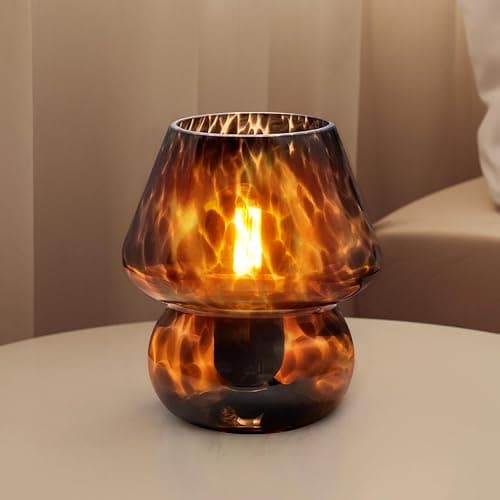 Dawnwake Mushroom Lamp Small Lamp Table Lamp for Bedroom, Desk Bedside Lamps for Living Room,Mushroom Decor Cute Mini Modern Mid Century Lamps for Night Stands,Aesthetic Home Living Room Decor(Black) - Image 1