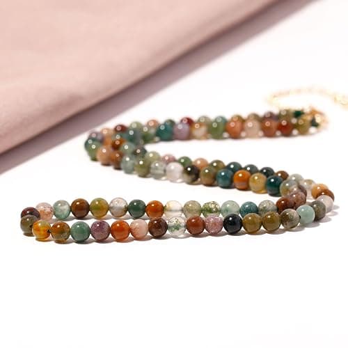 Lightock Simple Choker Necklace for Women Real Stone and Crystals Necklaces 4mm Beaded Choker Jewelry Meditation Gift for Women (16"+2") thumbnail 5