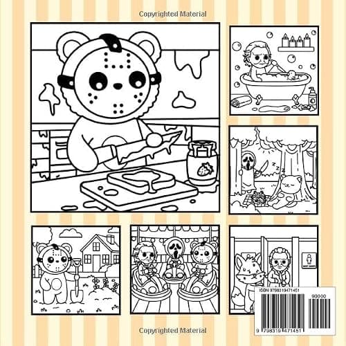 Cutest Serial Killers: A Parody Coloring Book for Adults Featuring Horror Icons in Adorable, Cute and Cozy Scenes that are Almost Innocent: 40 ... for fans of dark humor and twisted cuteness thumbnail 2