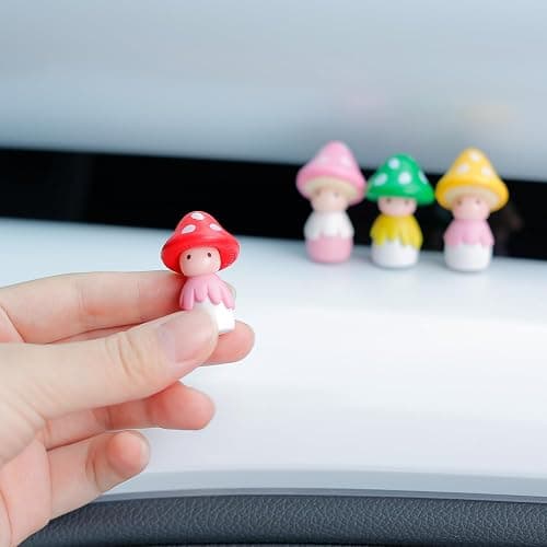 YGMONER Car Interior Mini Mushroom Frigurines Dashboard Decorations Pack of 4 Cute Decoration for Vehicle Room Cake (Mushroom) thumbnail 9