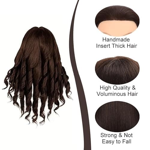 Opini 26”-28”Mannequin Head 80% Real Hair Manikin Head Cosmetology Doll Head for Styling Mannequin Head Human Hair (#4 Dark Brown) thumbnail 2