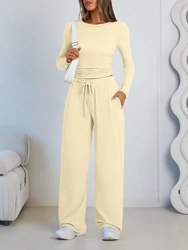 LILLUSORY 2 Piece Lounge Sets for Women 2026 Fall Fashion Outfits Sweat Set | Airport Travel Outfits, Athleisure Workout Set SweatSuits, Winter Fall Clothes, Two Piece Activewear Matching Loungewear Set thumbnail 5